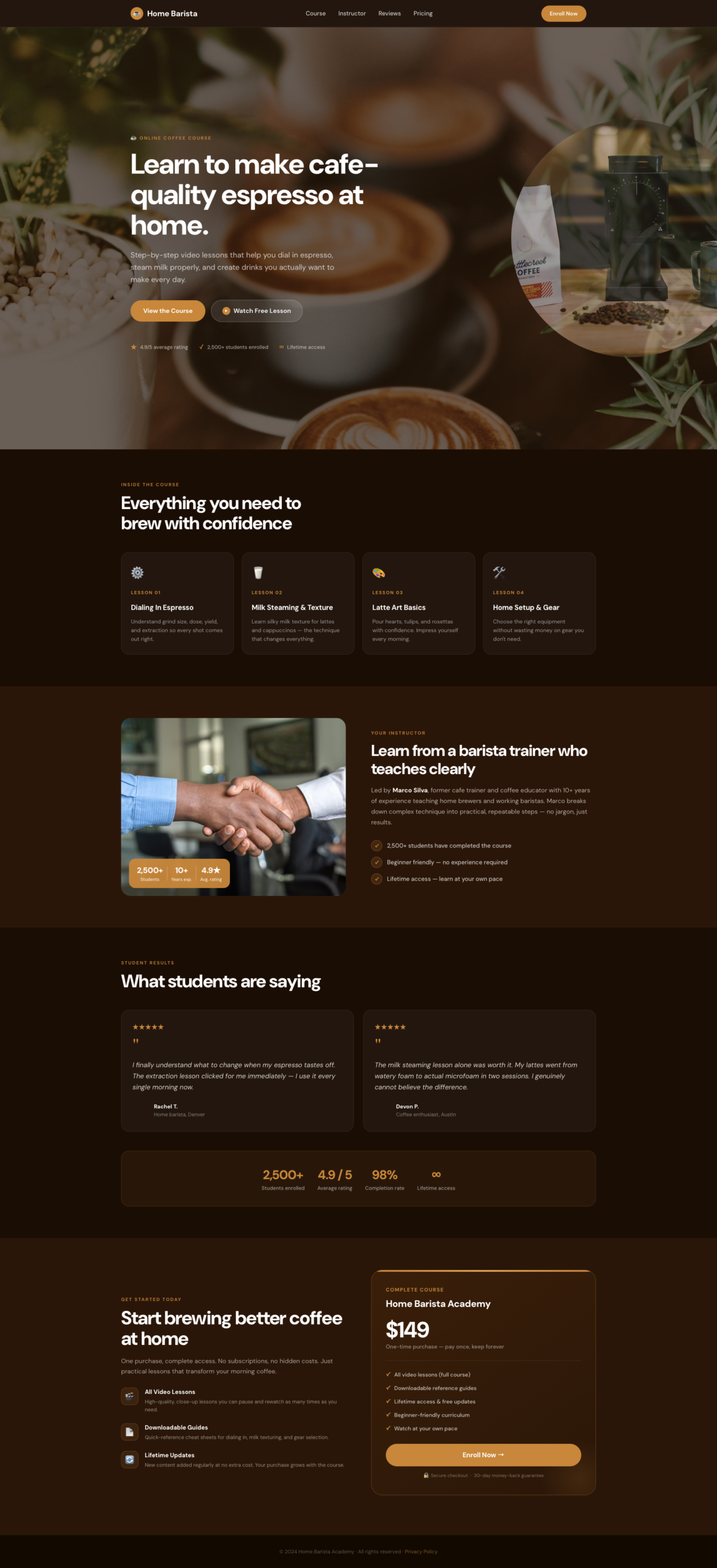 Home Barista Academy website