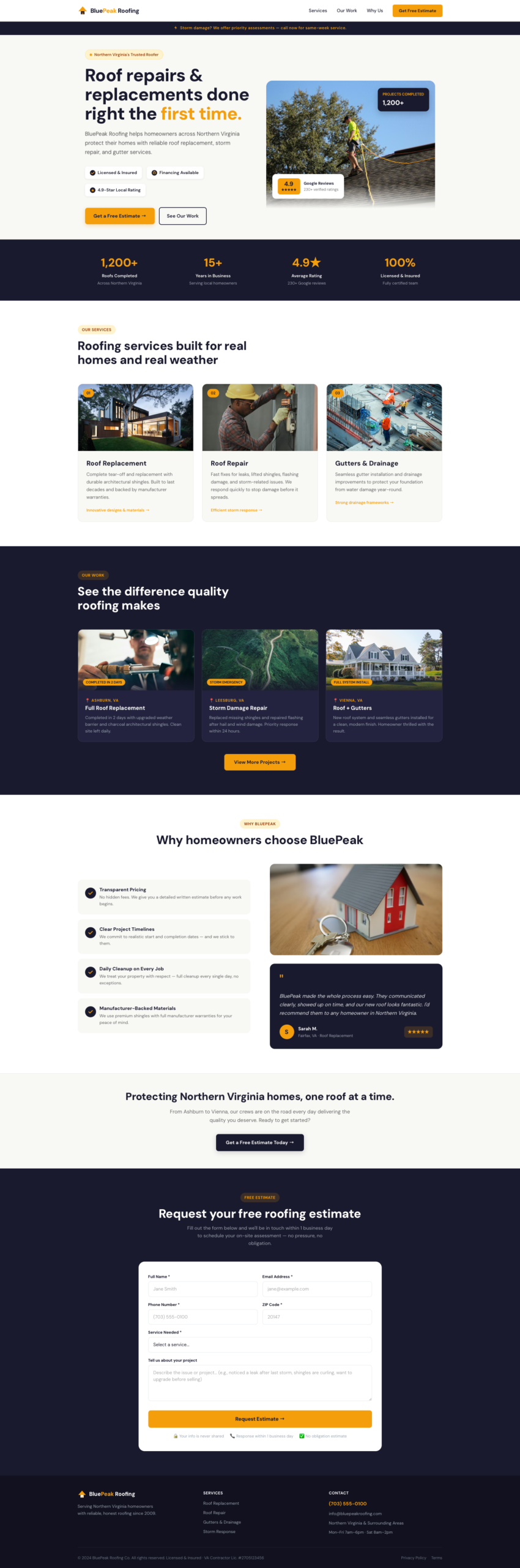 Roof Repairs & Replacements website